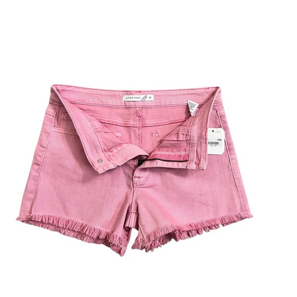 Pink Jean Shorts. Fringe hemline. Altar’d State. New With Tags! High rise. - Picture 2 of 12